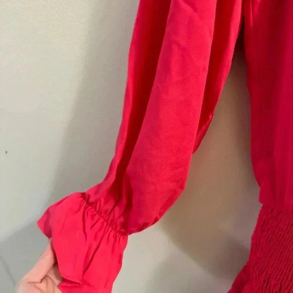 KRISA Draped Surplice Dress, Size X-Small Long Sleeve Cocktail Party-Watermelon - Picture 8 of 8